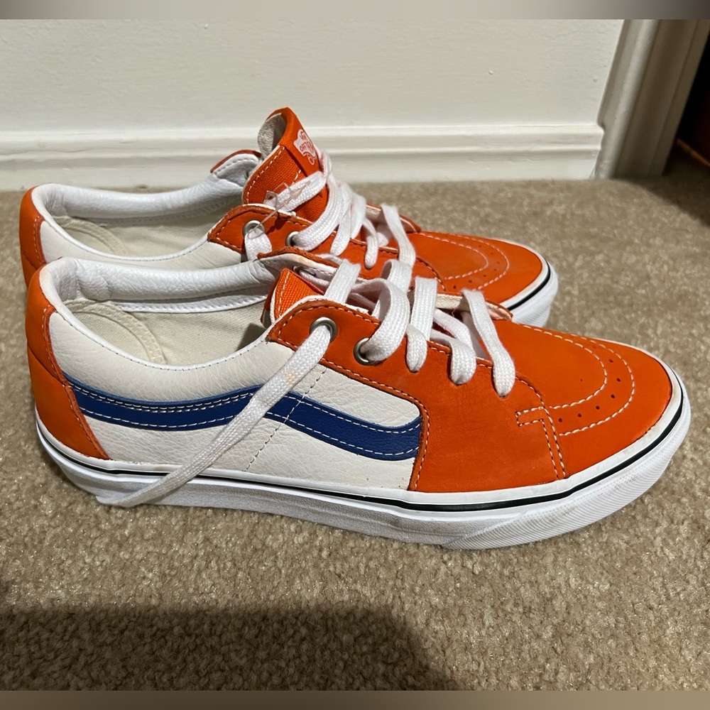 Vans orange blue white in leather size 8.5